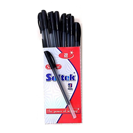 [P3341] Saino Softek Black Use & Throw Ball Pen-Pack Of 20 (B20)